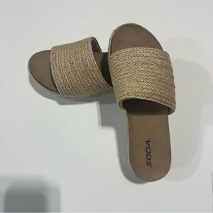 Soda tan wedge sandals size 8.5